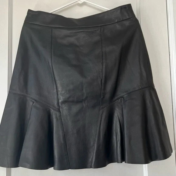 NWT Derek Lam Crosby Black Lace Up Leather Skirt size 10